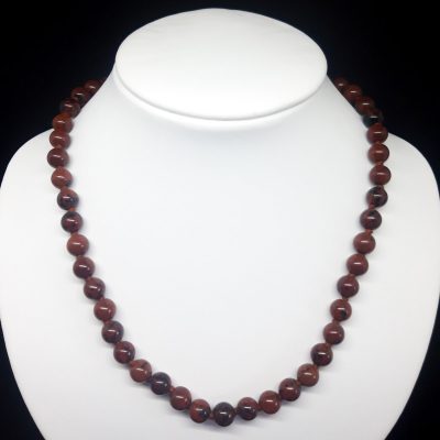 Halskette Mahagoni Obsidian Verschluss 925silber vergoldet
