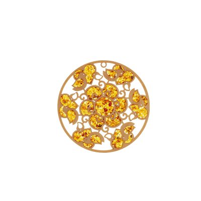 Suncatcher Bernstein in Birkenholz - Blume Herzen