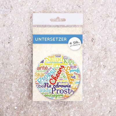 Untersetzer Set Wortwolke Prost d95mm 4Stück / Packung