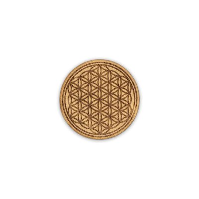 Holz Aufkleber Blume des Lebens Nuss d40mm