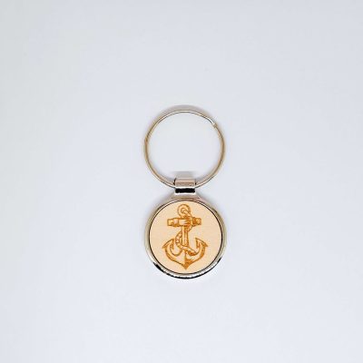 Schlüsselanhänger Metall Holz Anker