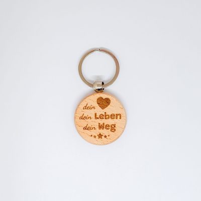 Schlüsselanhänger Buche "Herz, Leben, Weg"