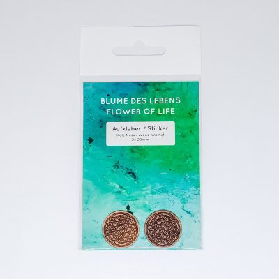 Holz Aufkleber Blume des Lebens Nuss 2x d20mm