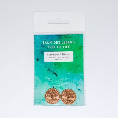 Holz Aufkleber Baum des Lebens Nuss 2x d20mm