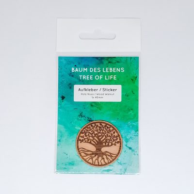 Holz Aufkleber Baum des Lebens Nuss d40mm