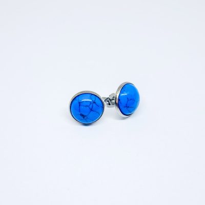 Ohrstecker Edelstein Cabochon Howlith Blau